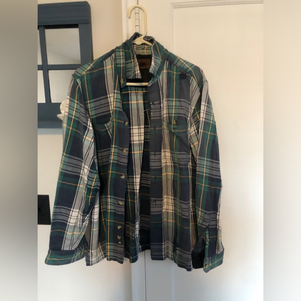 Boston Traders Green, Navy & Cream Plaid Button-Up